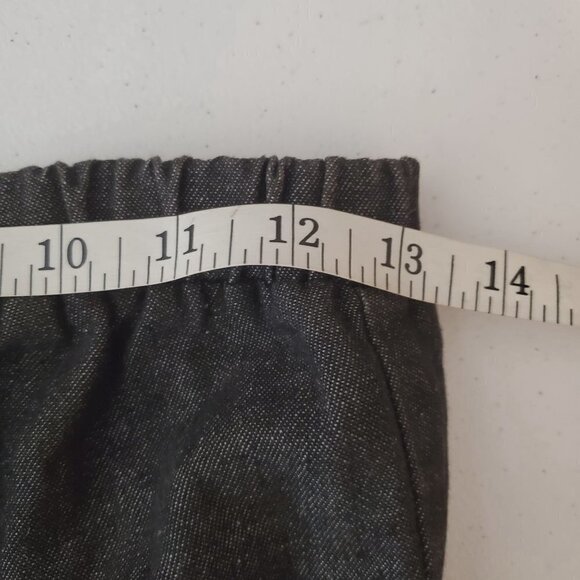 579 Small Strapless black Denim Jumpsuit Lightweight‎ Faux Buttons Jogger Pullon - Picture 10 of 11